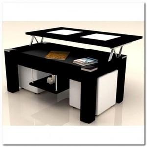 Table basse plateau relevable noire