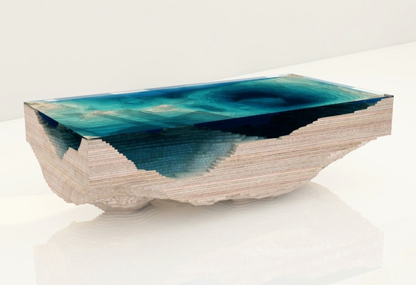 Table basse bois clair métal