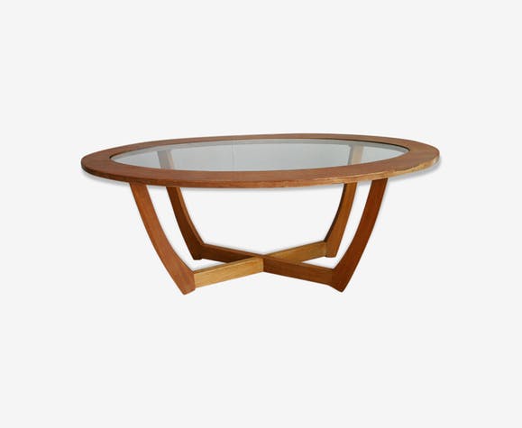 Table basse bois verre ovale