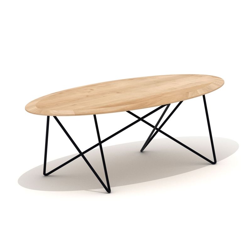 Table basse salon ovale bois