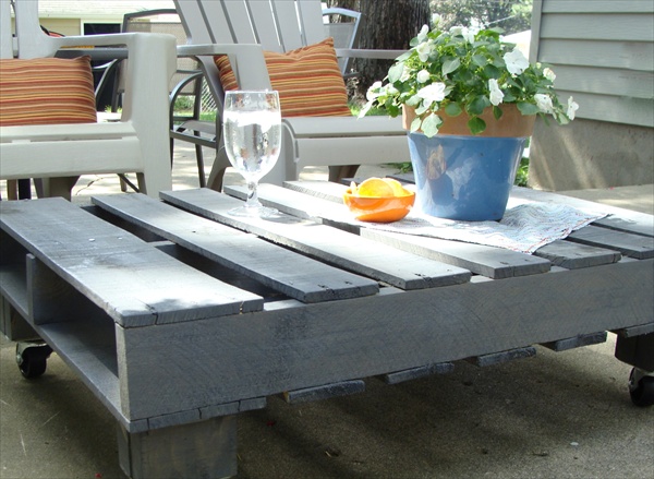 Table basse jardin palette