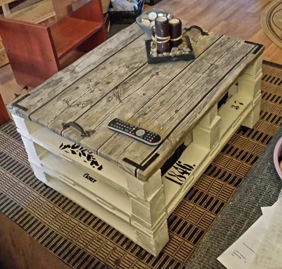 Table basse palette multicolore