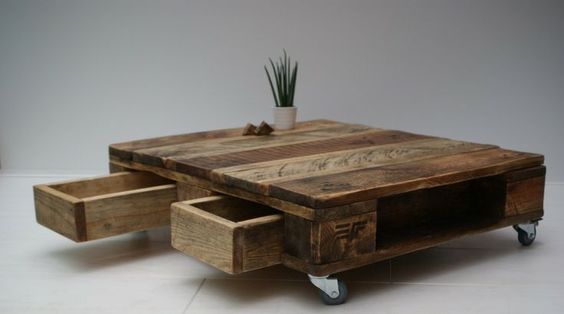 Table basse palette avec coffre
