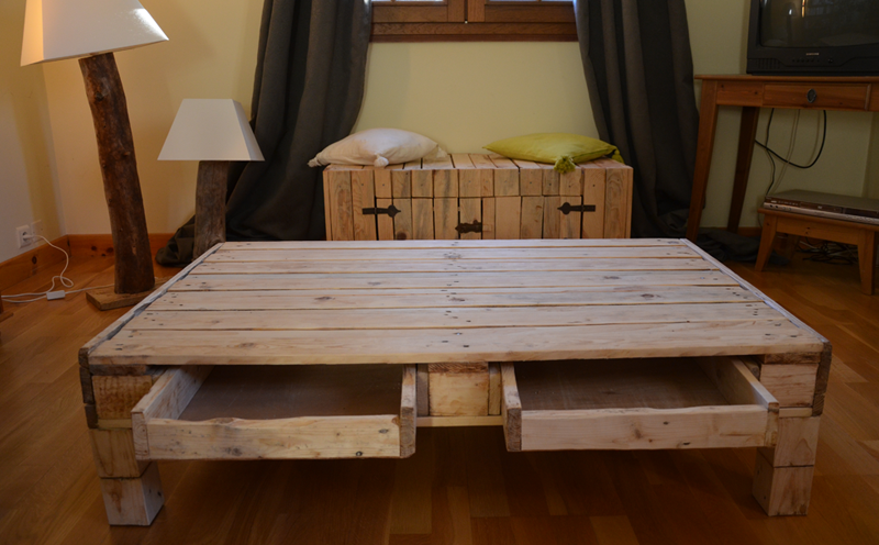 Table basse avec palette de bois