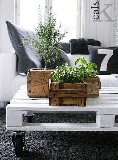 Table basse palette carrelage