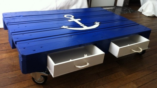 Table basse palette de peintre