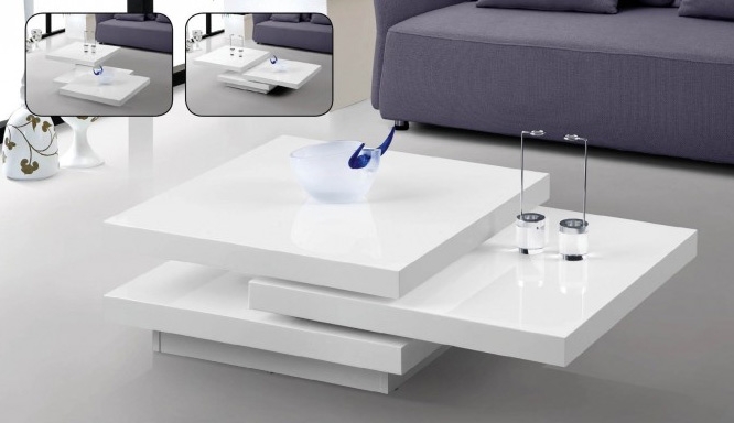 Table basse carrée plateau pivotant