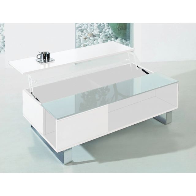 Table basse plateau relevable verre