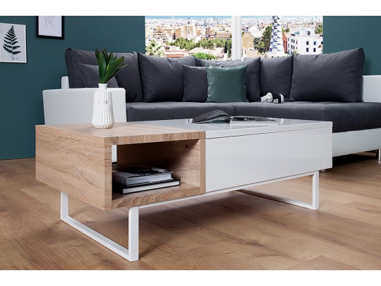 Table basse plateau relevable en bois