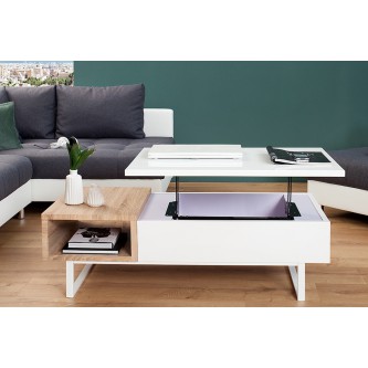 Table basse relevable bois blanc