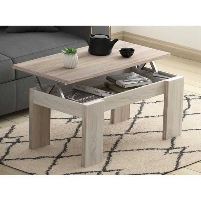 Table basse en palette avec plateau relevable