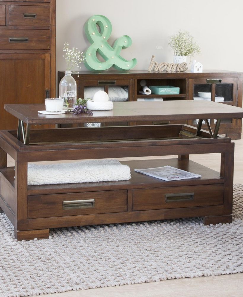 Table basse en bois plateau relevable