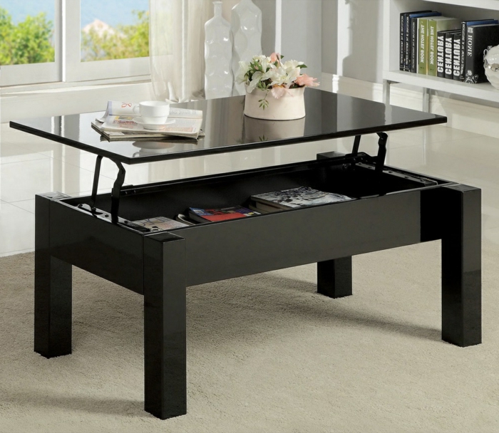 Table basse relevable brun
