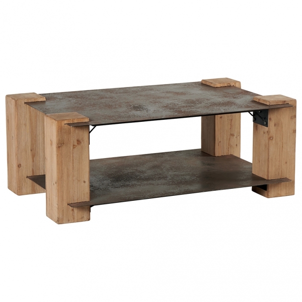 Table basse beton et bois