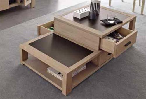 Table basse avec rangement bois