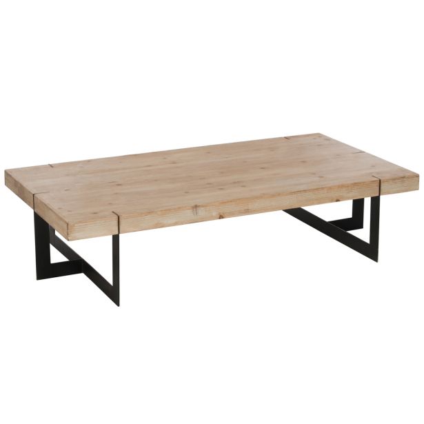 Table basse bois brut et métal