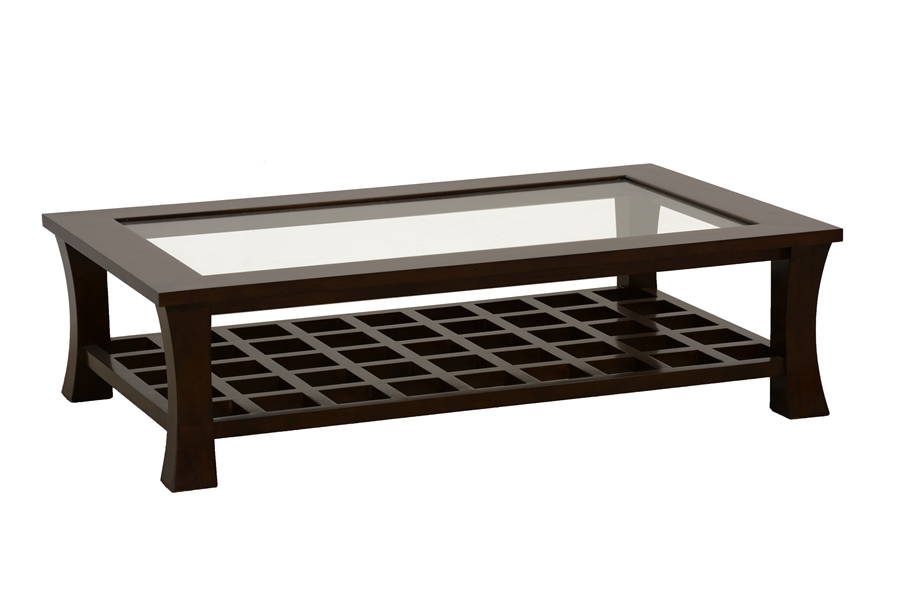 Table basse rectangulaire verre et bois