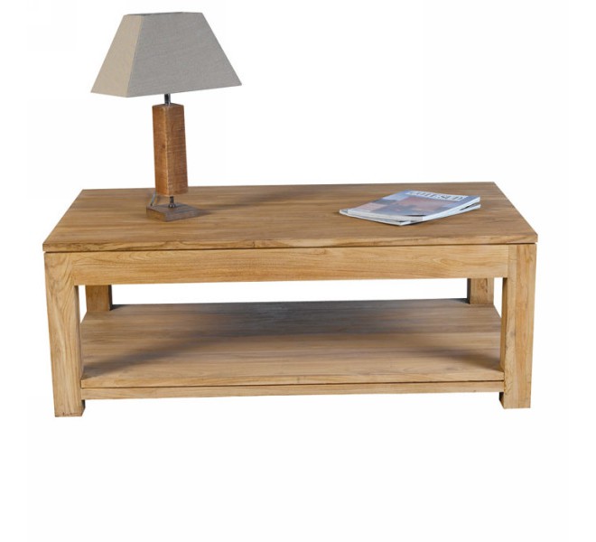 Table basse bois massif double plateau