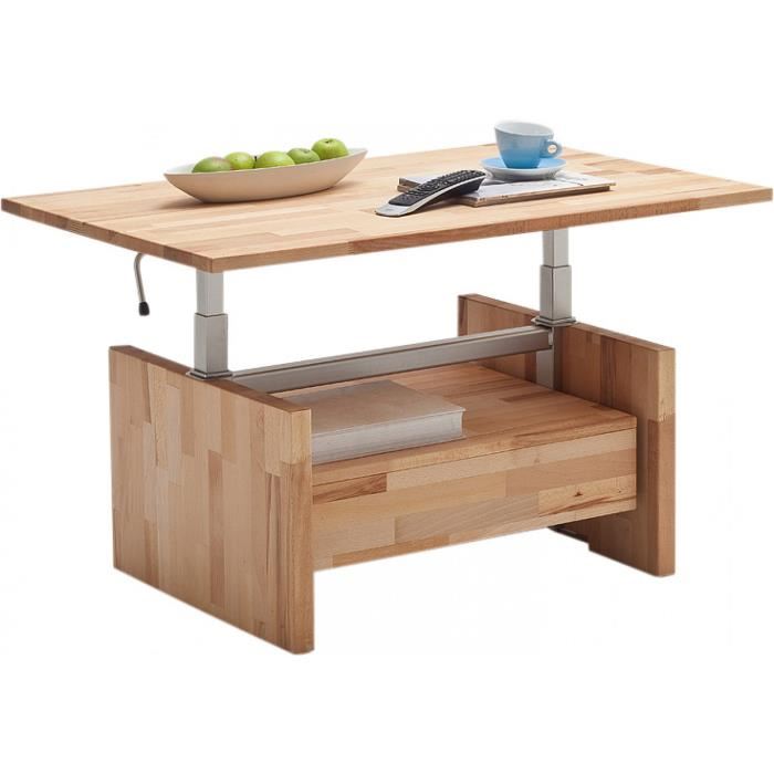 Table basse relevable chene massif
