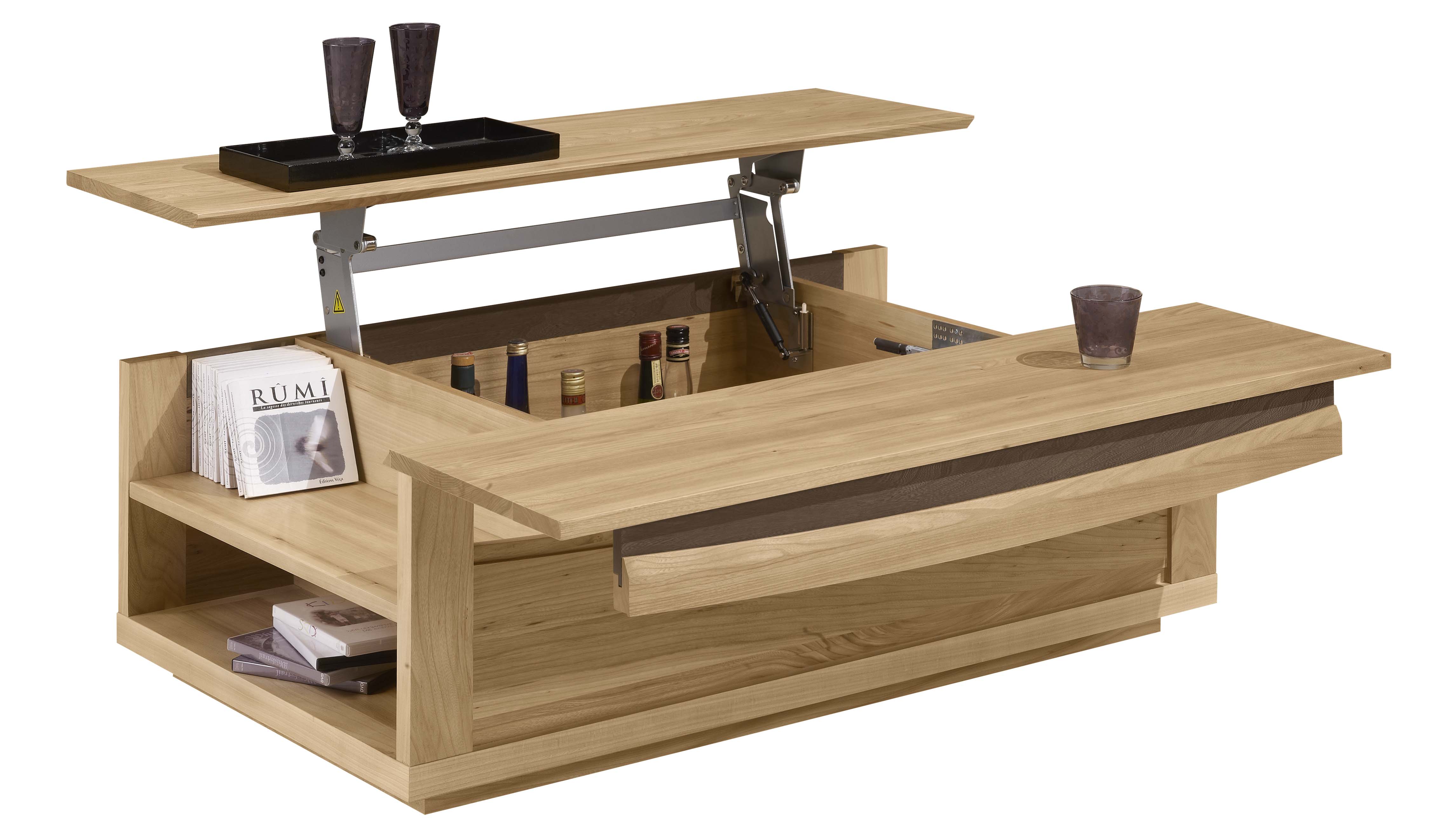 Table basse relevable avec bar