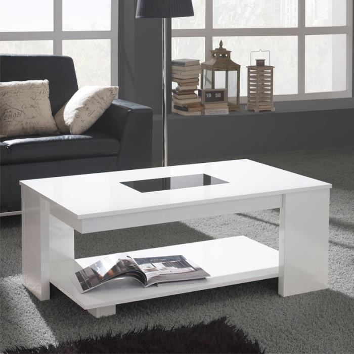 Table basse relevable noir et blanc