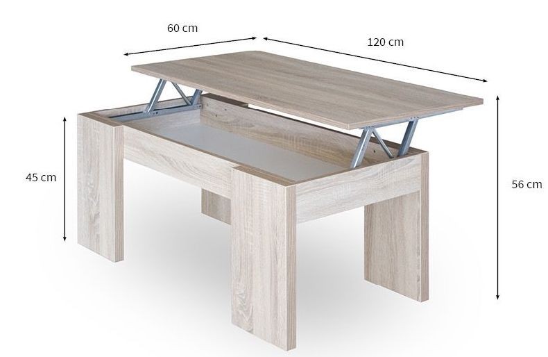Table basse relevable 60 cm