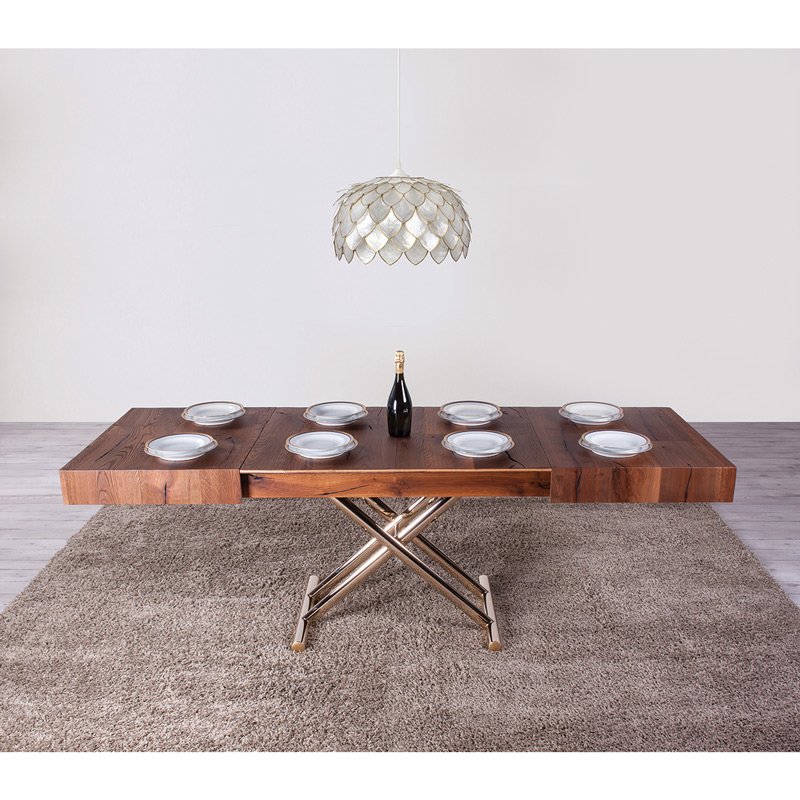 Table basse relevable bois et metal