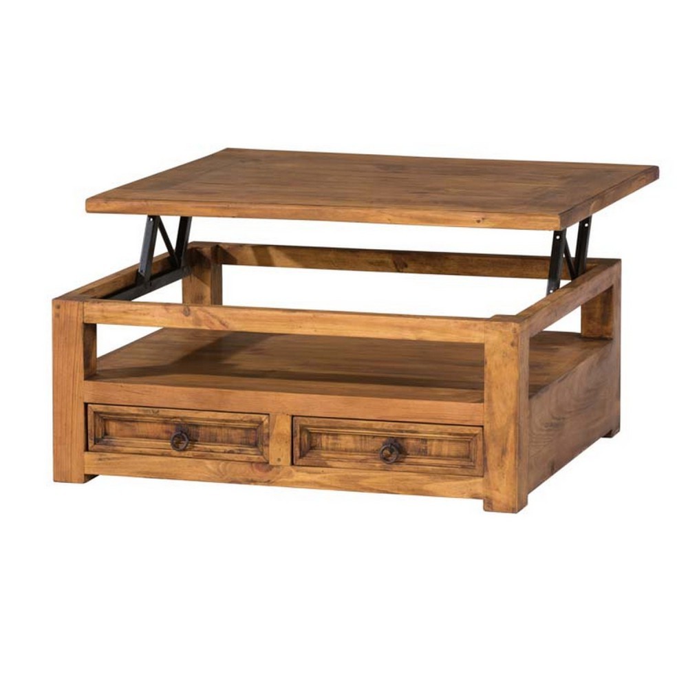 Table basse relevable bois et fer