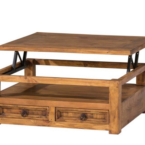 Table basse en bois relevable