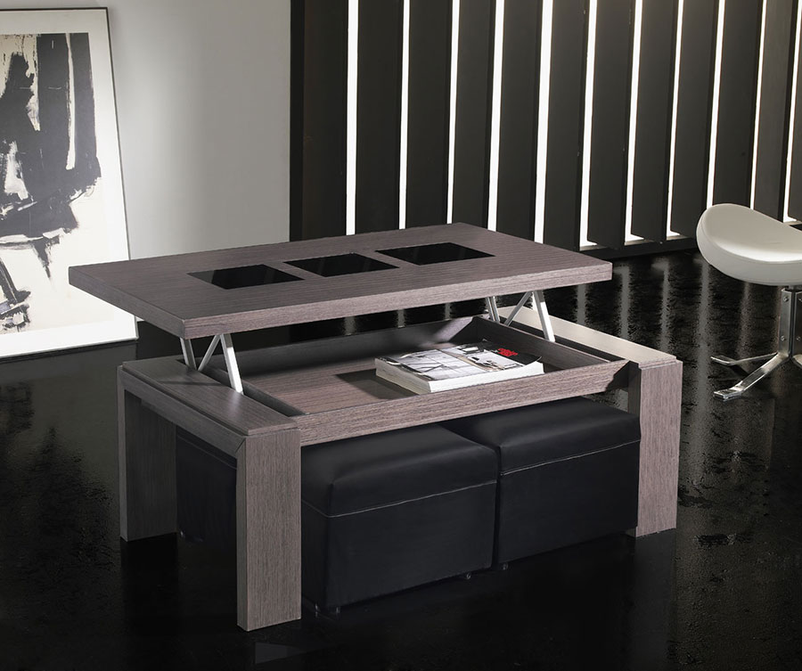Table basse relevable bois gris