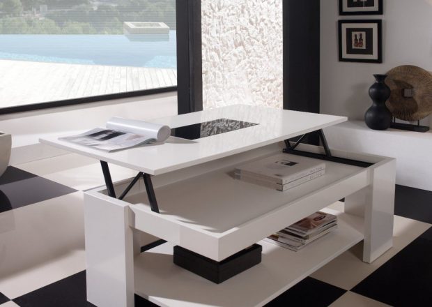 Table basse relevable bois et metal - Mobilier design, décoration d