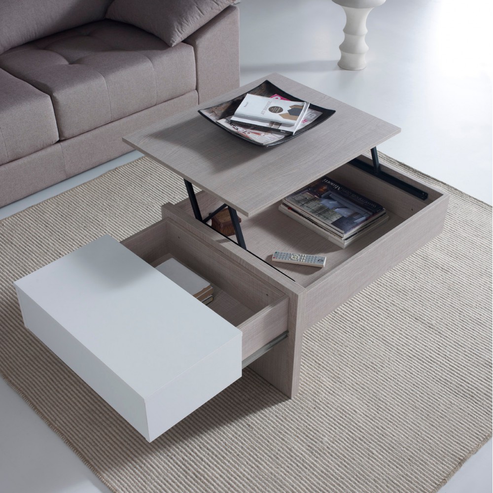 Table basse bois brut blanchi