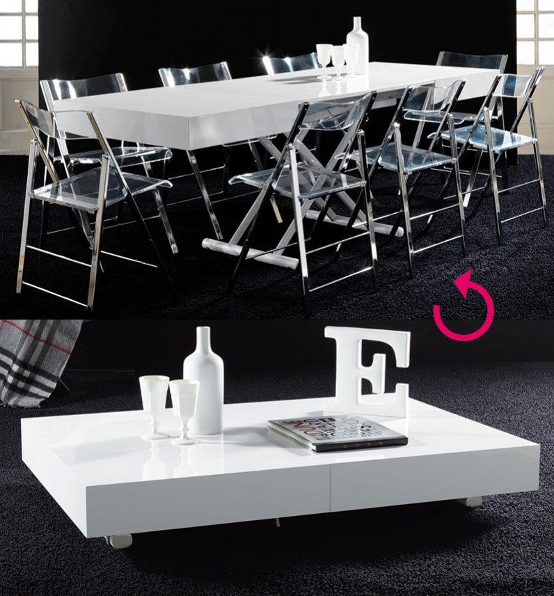 Table basse relevable ema blanc