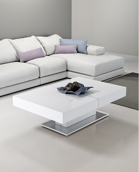 Table basse relevable extensible pied central