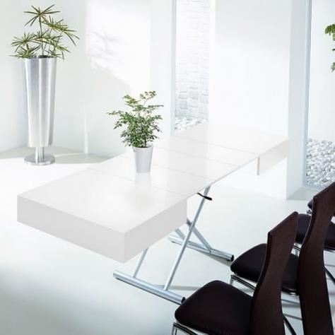 Table basse relevable et extensible - blanc laqué