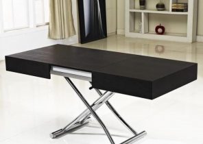 Table basse relevable extensible blanche laquée sm