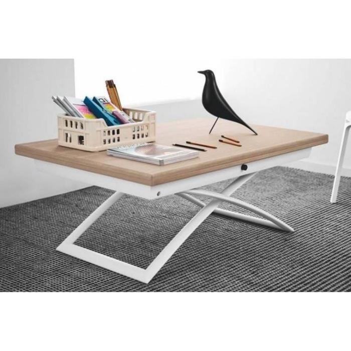 Table basse relevable plateau bois