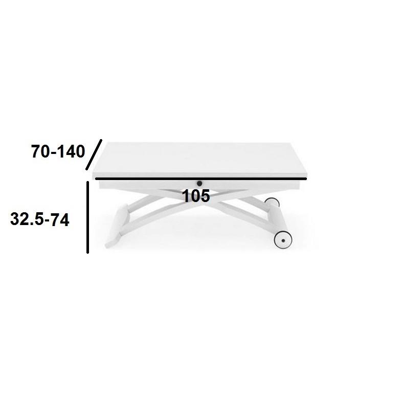Table basse carrée blanche relevable