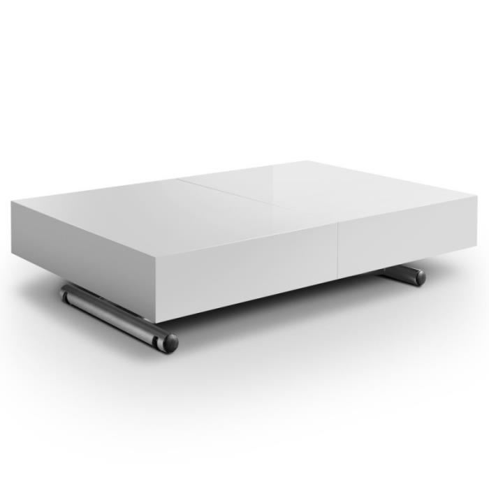 Table basse relevable et extensible blanche