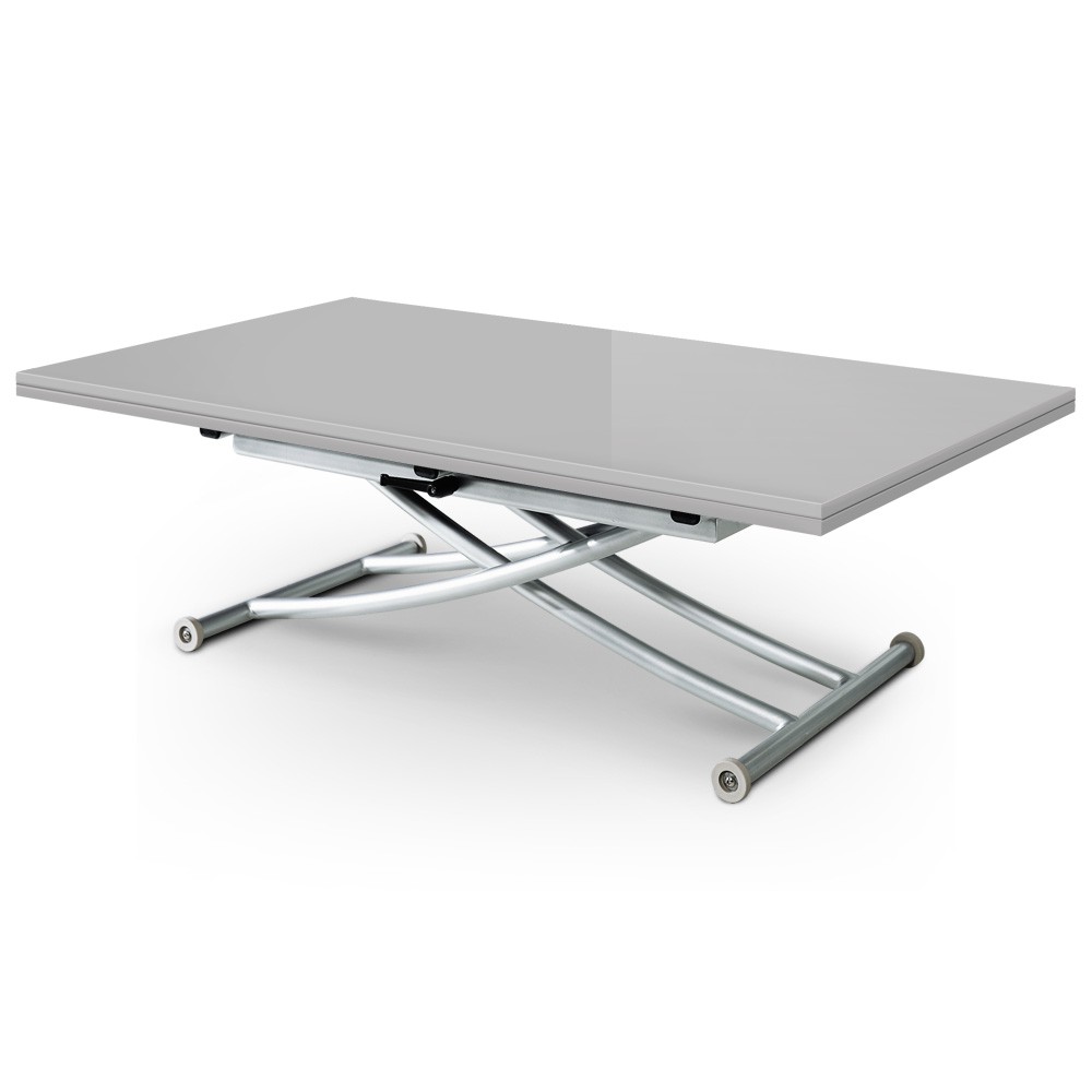 Table basse relevable reality verre taupe