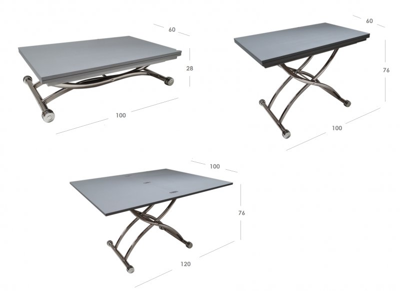 Table basse relevable depliante