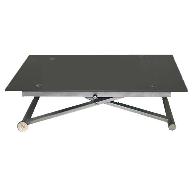 Table basse relevable zen - plateau en verre gris