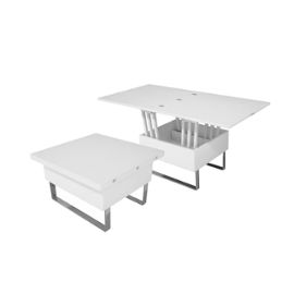 Table basse blanche laquée relevable