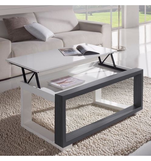Table basse plateau relevable blanc