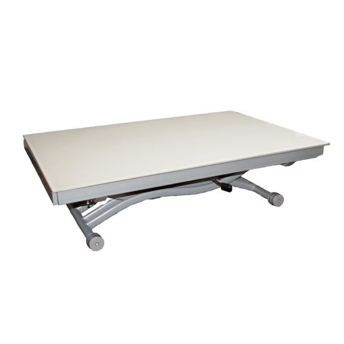 Table basse relevable verre alu