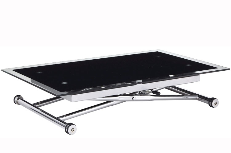 Table basse relevable sally verre noir 2 métre
