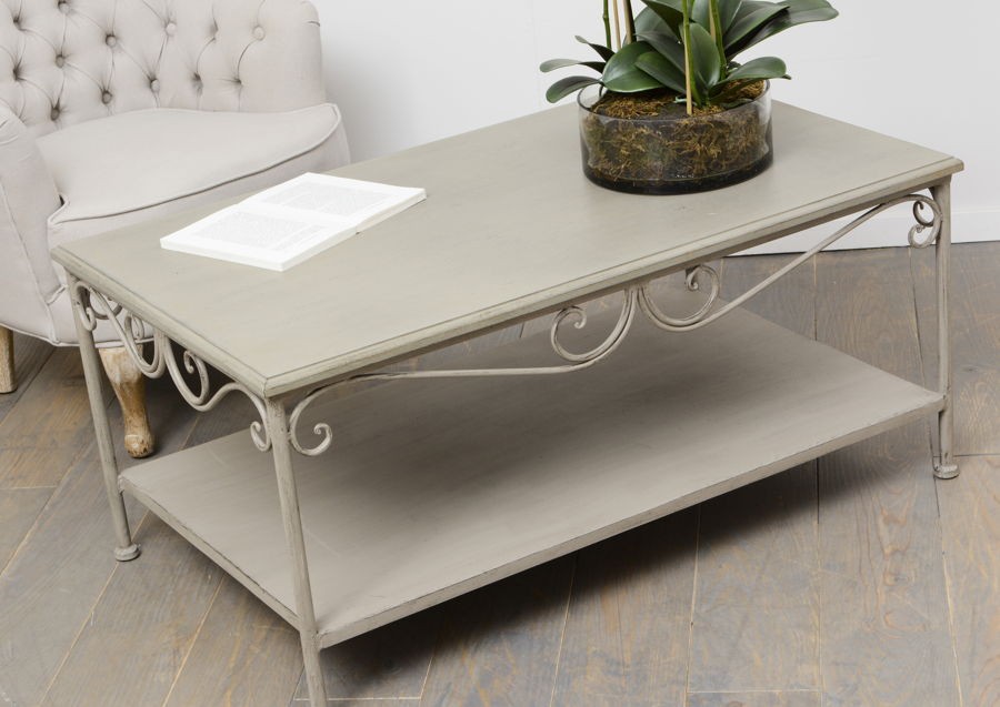 Table basse bois blanc ceruse