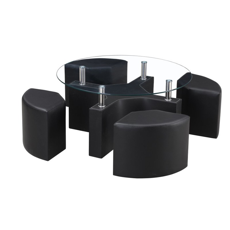 Table basse avec 4 pouf conforama