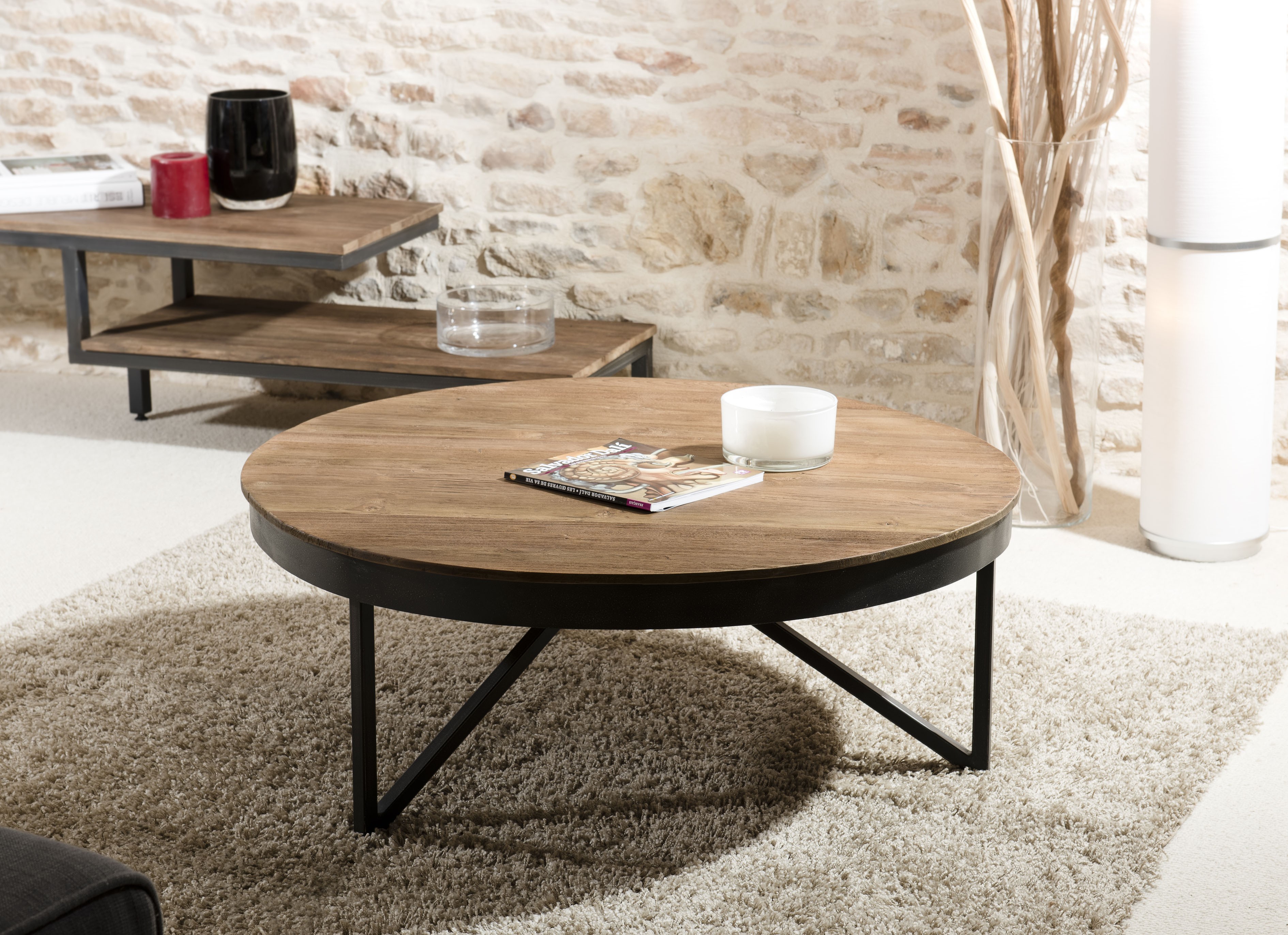 Table basse bois design ronde