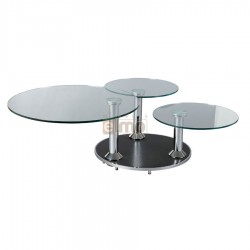 Table basse en verre ronde 3 plateaux